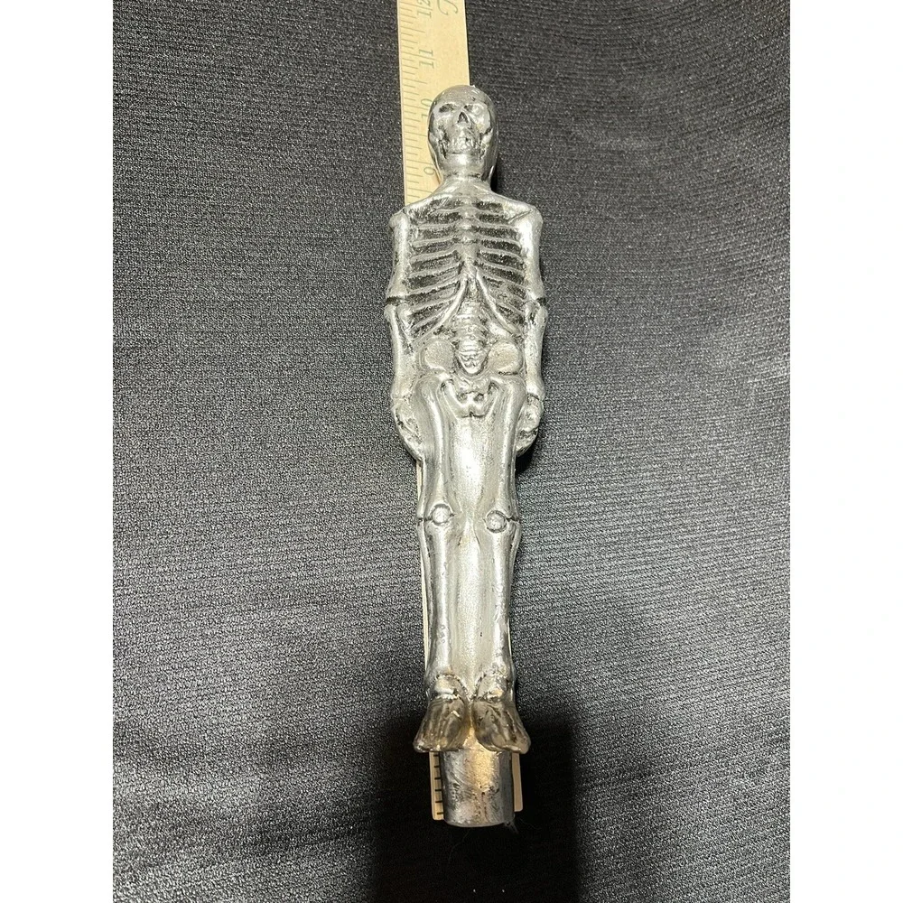 Halloween Taper Candle Skeleton Silver Colored Unused Unique VTG